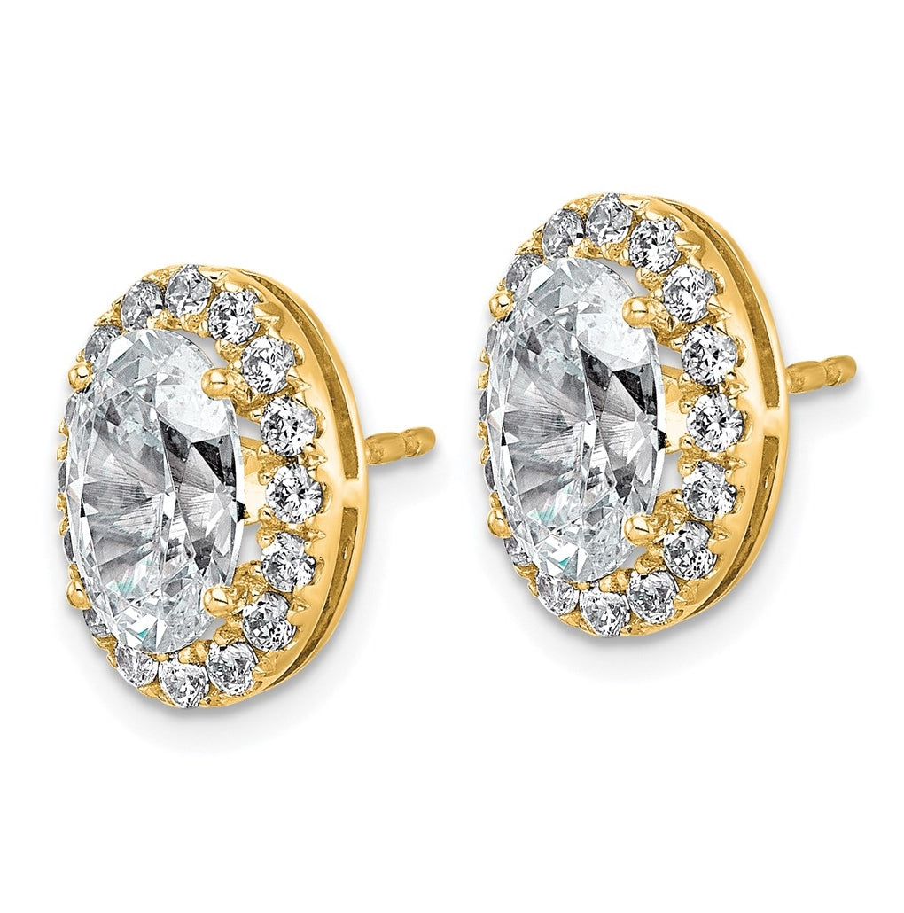 14k Yellow Gold 4 3/4 carat Lab Grown Diamond VS+ F+ Complete Oval Halo Earrings