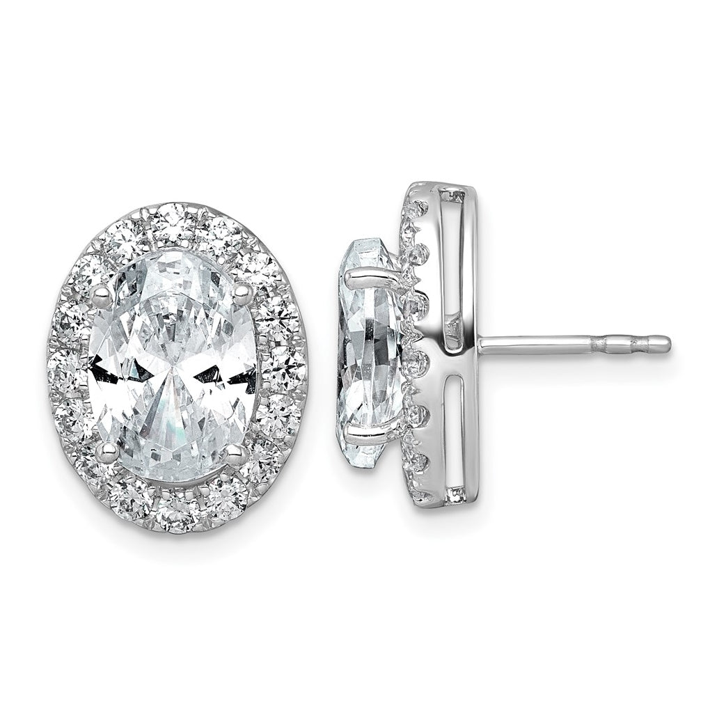 14k White Gold 7 3/8 carat Lab Grown Diamond VS+ F+ Complete Oval Halo Earrings