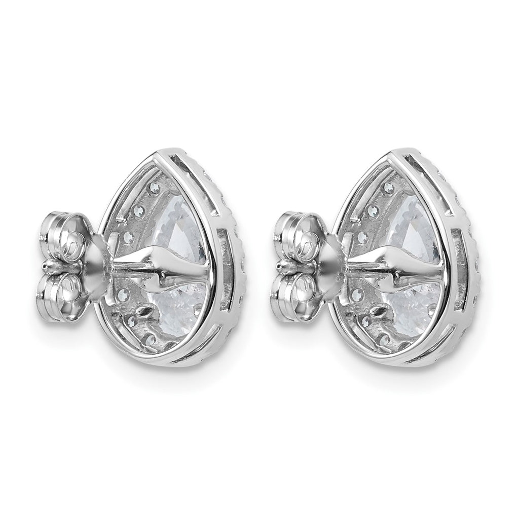 14k White Gold 2 3/8 carat Lab Grown Diamond VS+ F+ Complete Pear Halo Post Earrings