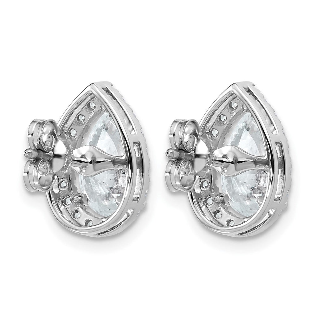 14k White Gold 3 1/2 carat Lab Grown Diamond VS+ F+ Complete Pear Halo Post Earrings