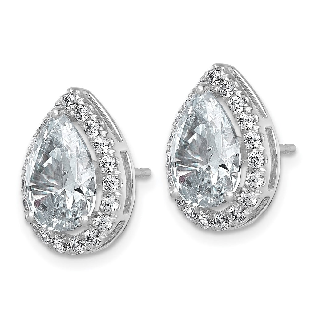 14k White Gold 5 5/8 carat Lab Grown Diamond VS+ F+ Complete Pear Halo Post Earrings