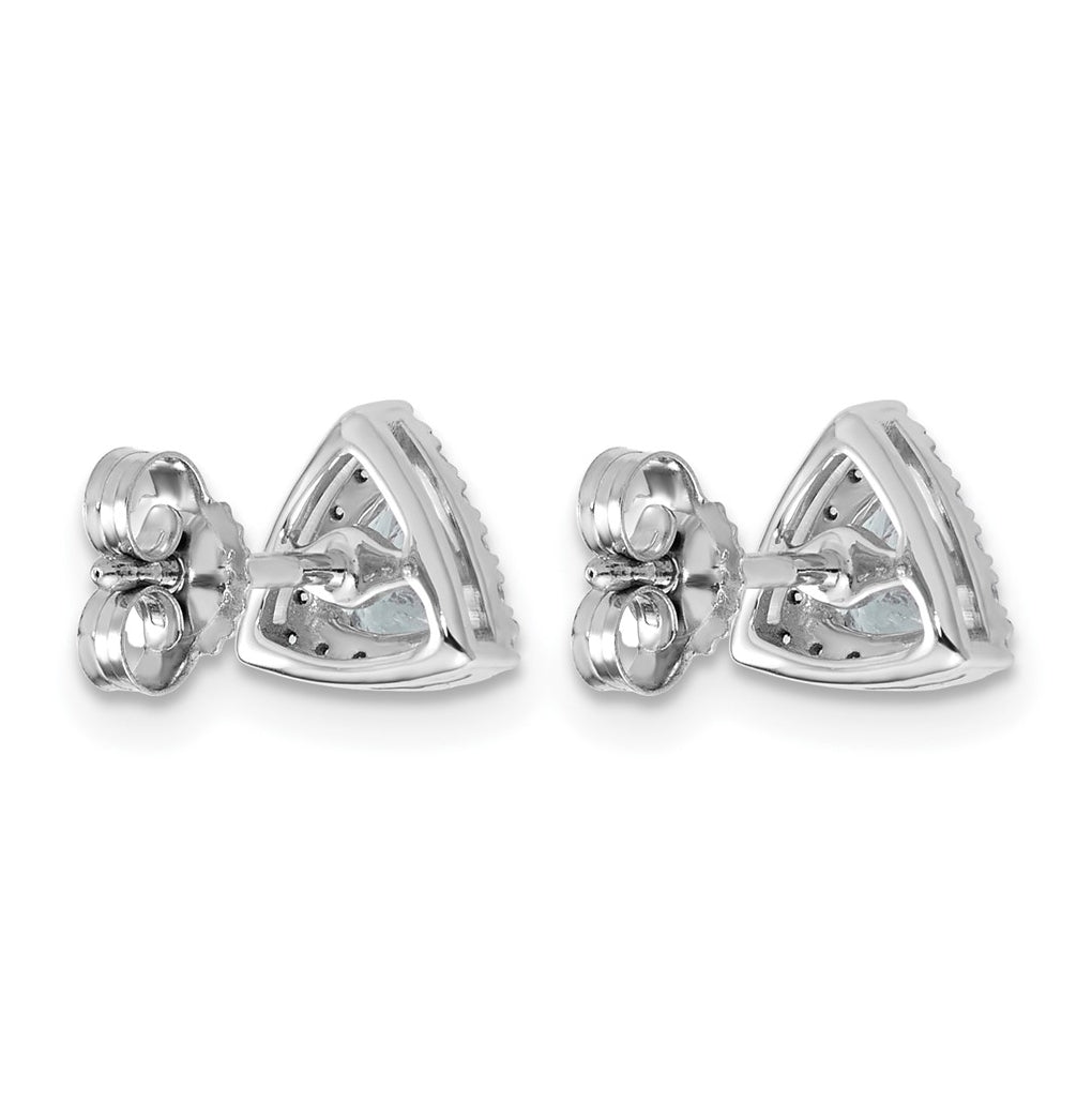 14k White Gold 5/8 carat Lab Grown Diamond VS+ F+ Complete Trillion Halo Post Earrings