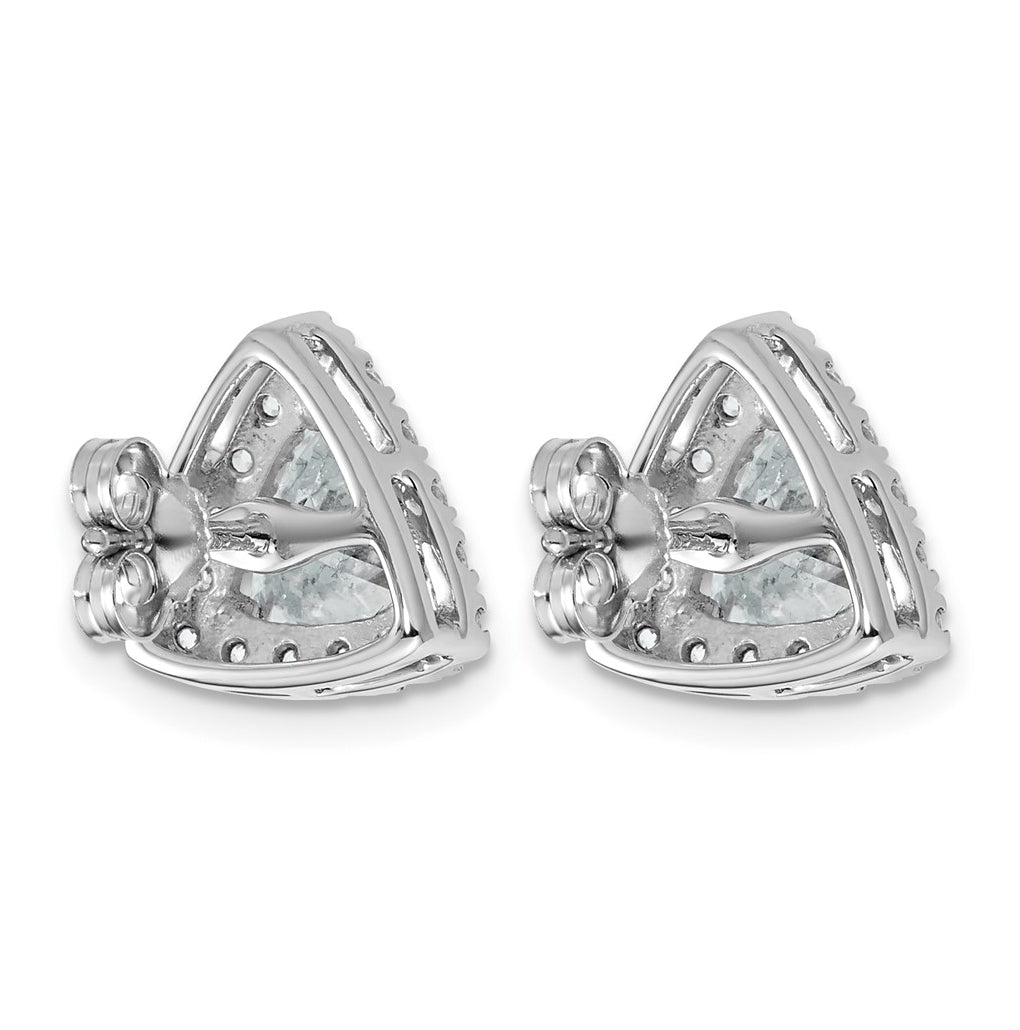 14k White Gold 2 5/8 carat Lab Grown Diamond VS+ F+ Complete Trillion Halo Post Earrings