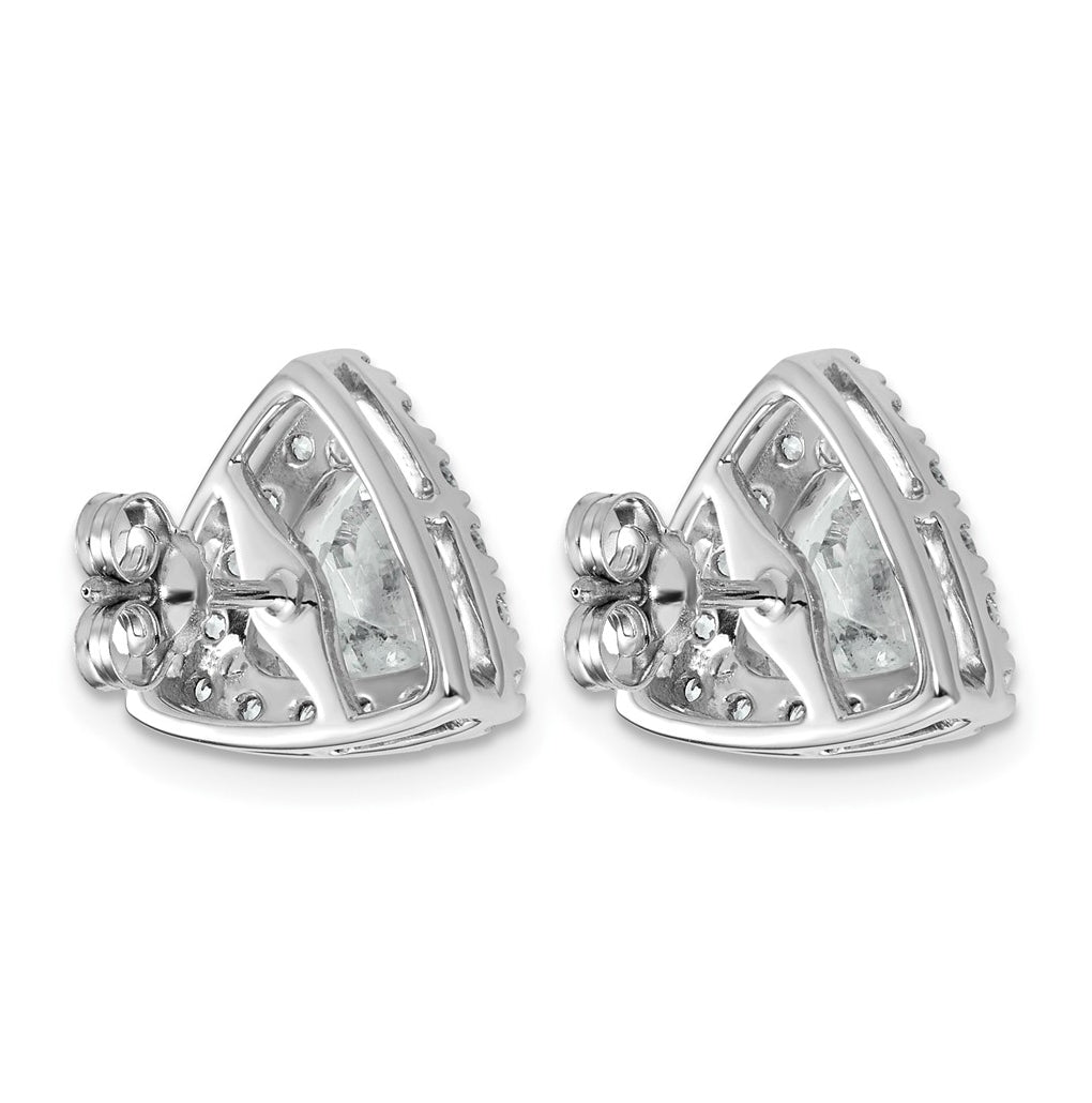 14k White Gold 3 3/4 carat Lab Grown Diamond VS+ F+ Complete Trillion Halo Post Earrings