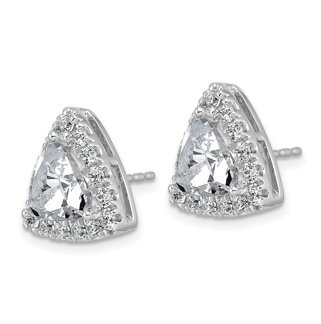 14k White Gold 5 1/4 carat Lab Grown Diamond VS+ F+ Complete Trillion Halo Post Earrings