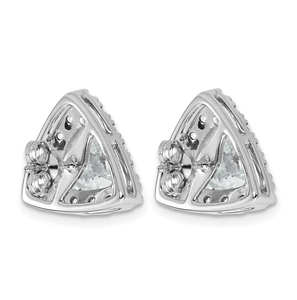 14k White Gold 5 1/4 carat Lab Grown Diamond VS+ F+ Complete Trillion Halo Post Earrings
