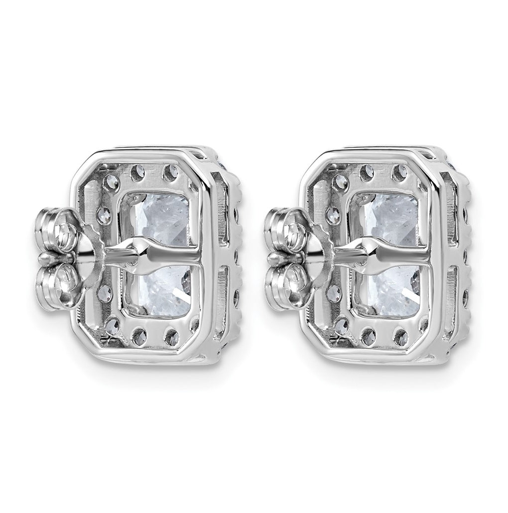 14k White Gold 3 7/8 carat Lab Grown Diamond VS+ F+ Complete Emerald Halo Post Earrings