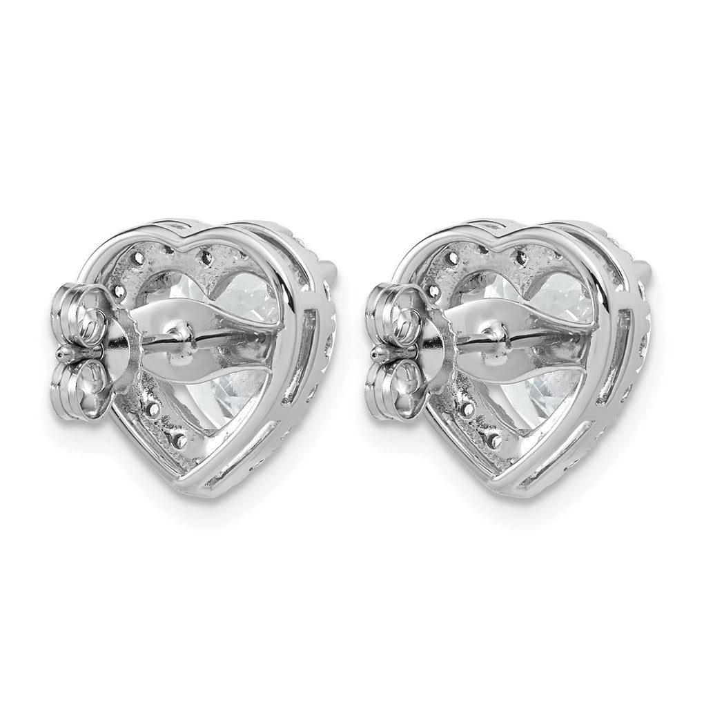 14k White Gold 4 7/8 carat Lab Grown Diamond VS+ F+ Complete Heart Halo Post Earrings