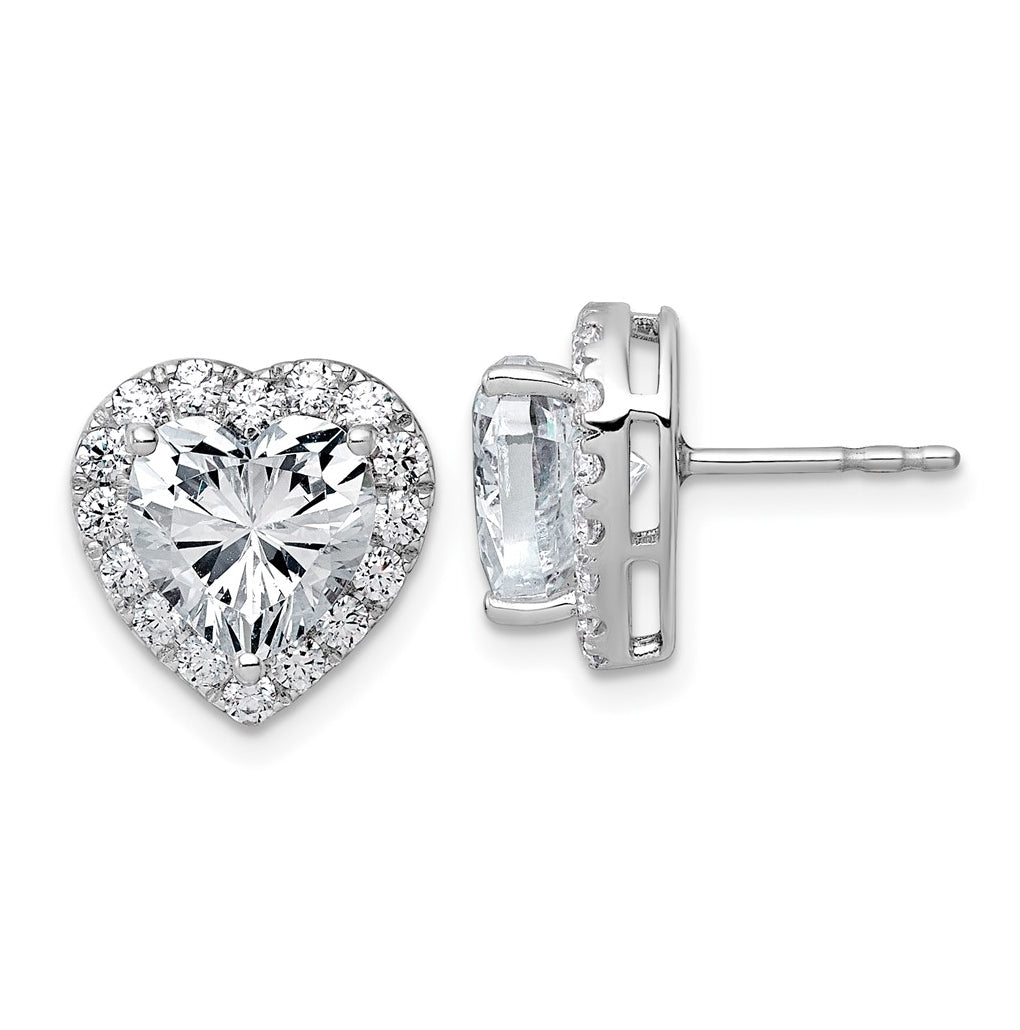 14k White Gold 4 7/8 carat Lab Grown Diamond VS+ F+ Complete Heart Halo Post Earrings