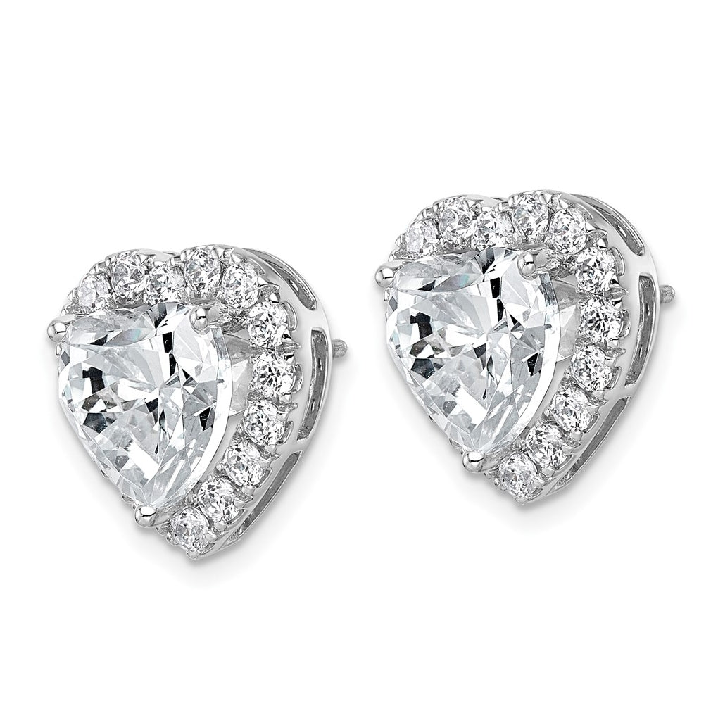 14k White Gold 7 3/8 carat Lab Grown Diamond VS+ F+ Complete Heart Halo Post Earrings