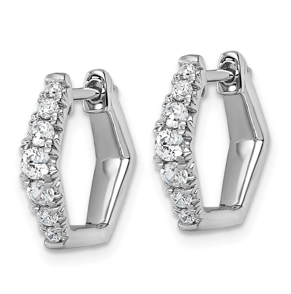 14k White Gold 1/2 carat Lab Grown Diamond VS+ F+ Complete Fashion Hoop Earrings