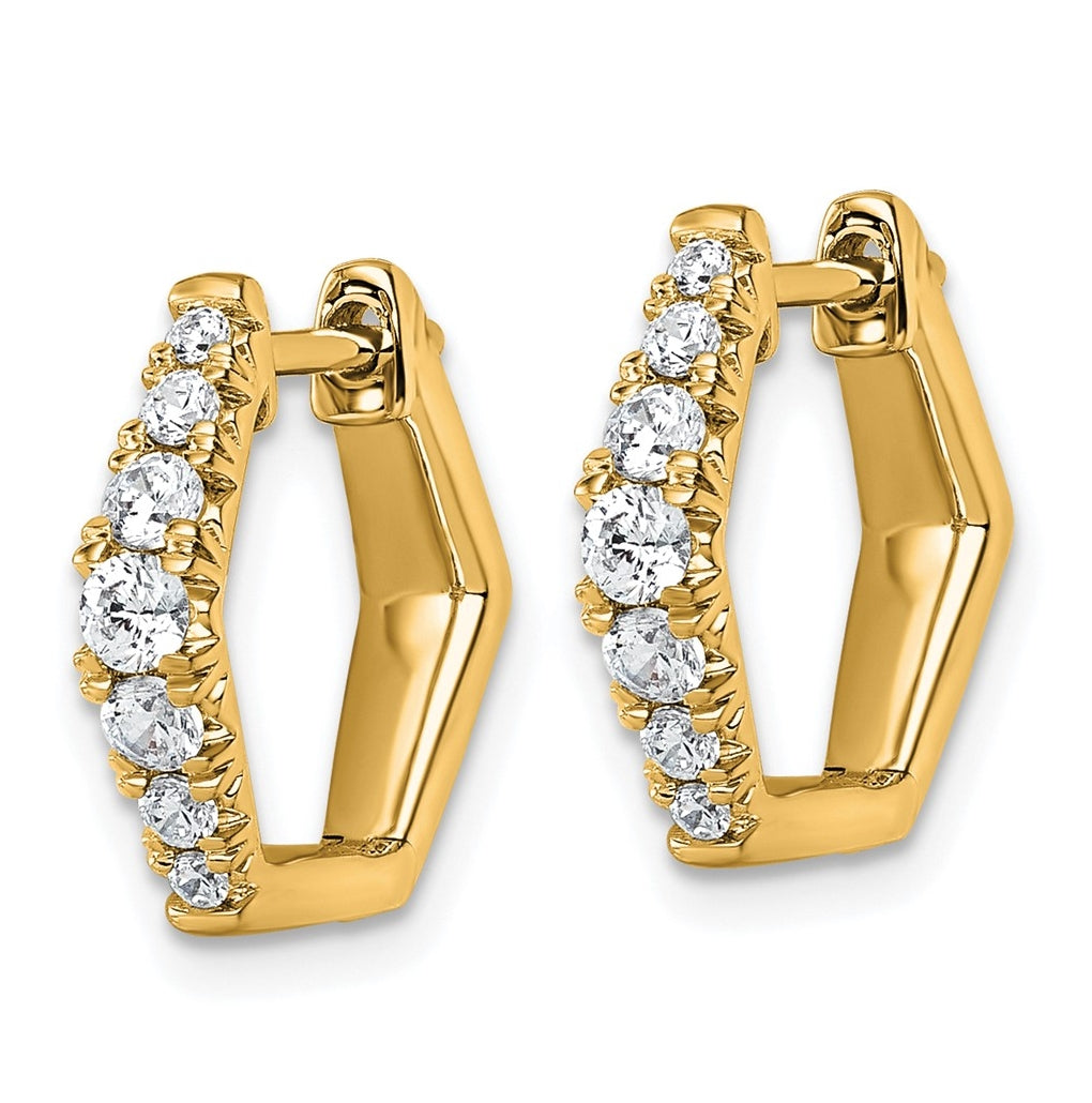 14k Yellow Gold 1/2 carat Lab Grown Diamond VS+ F+ Complete Fashion Hoop Earrings
