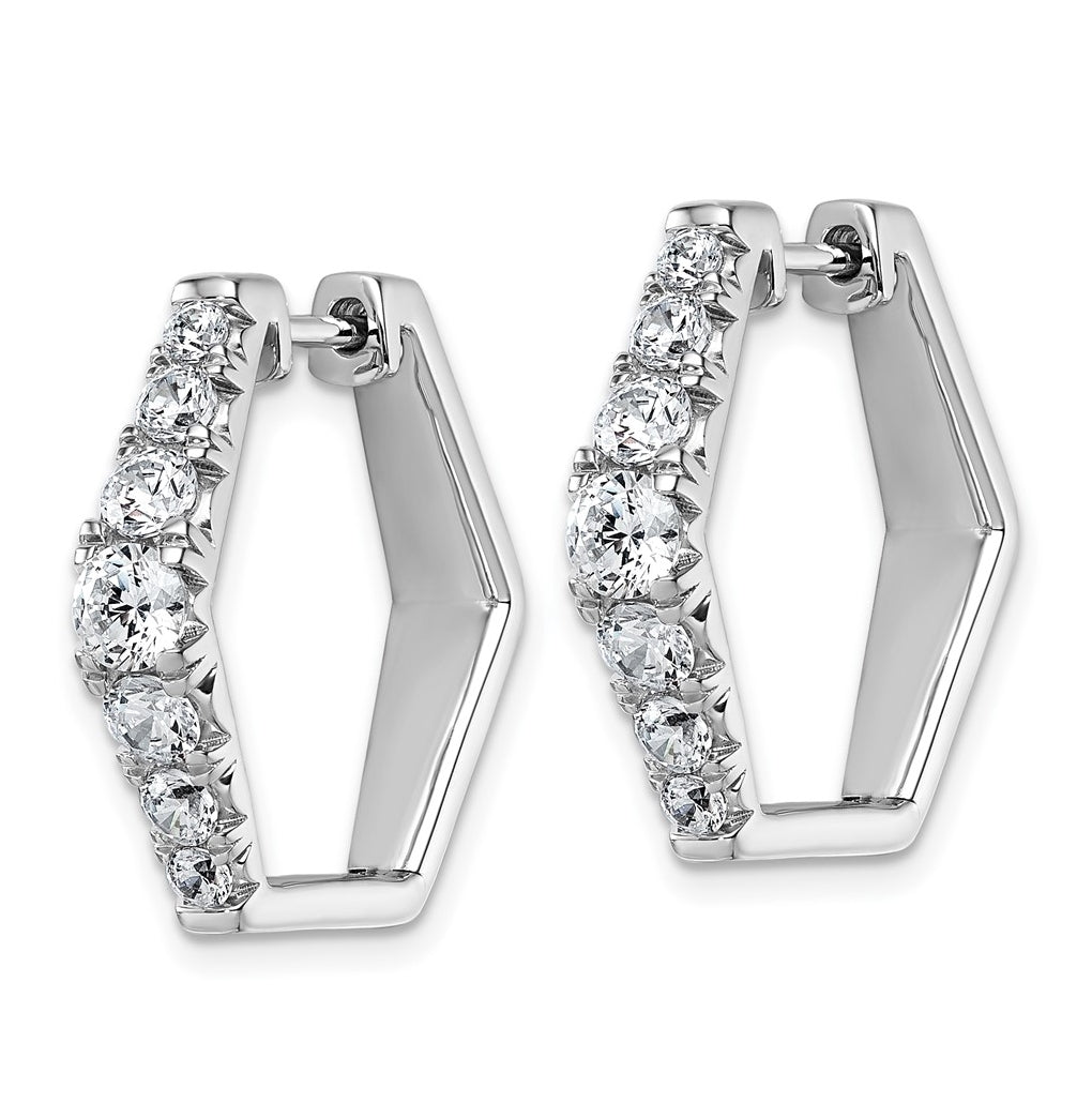 14k White Gold 1 1/2 carat Lab Grown Diamond VS+ F+ Complete Fashion Hoop Earrings