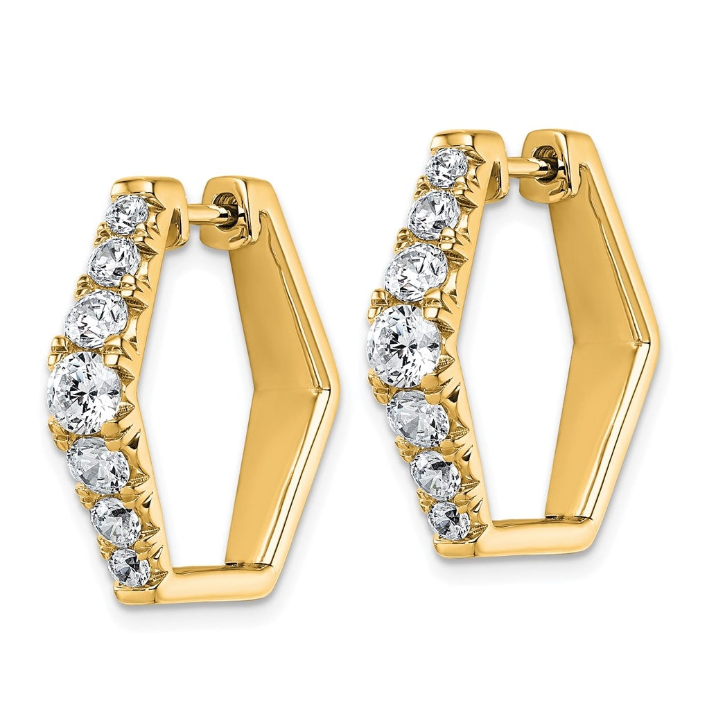 14k Yellow Gold 1 1/2 carat Lab Grown Diamond VS+ F+ Complete Fashion Hoop Earrings