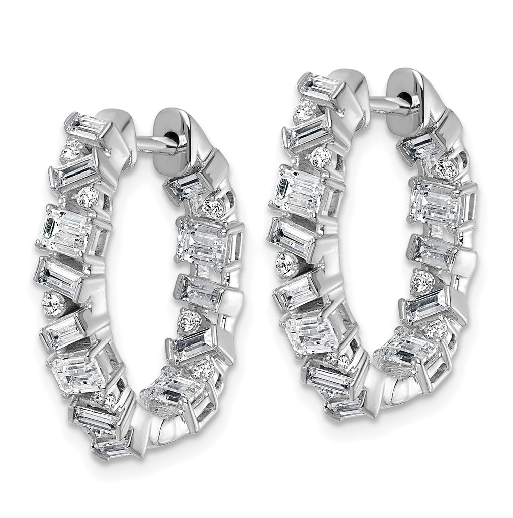 14k White Gold 2 carat Lab Grown Diamond VS+ F+ Complete Hinged In and Out Hoop Earrings