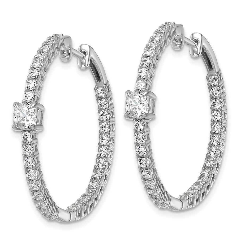 14k White Gold 3 1/8 carat Lab Grown Diamond VS+ F+ Complete Hinged In and Out Hoop Earrings