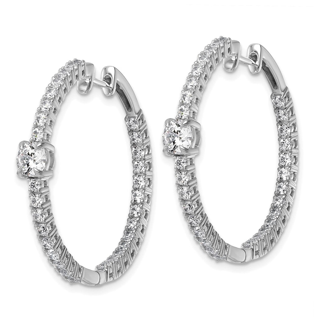 14k White Gold 3 carat Lab Grown Diamond VS+ F+ Complete Hinged In and Out Hoop Earrings