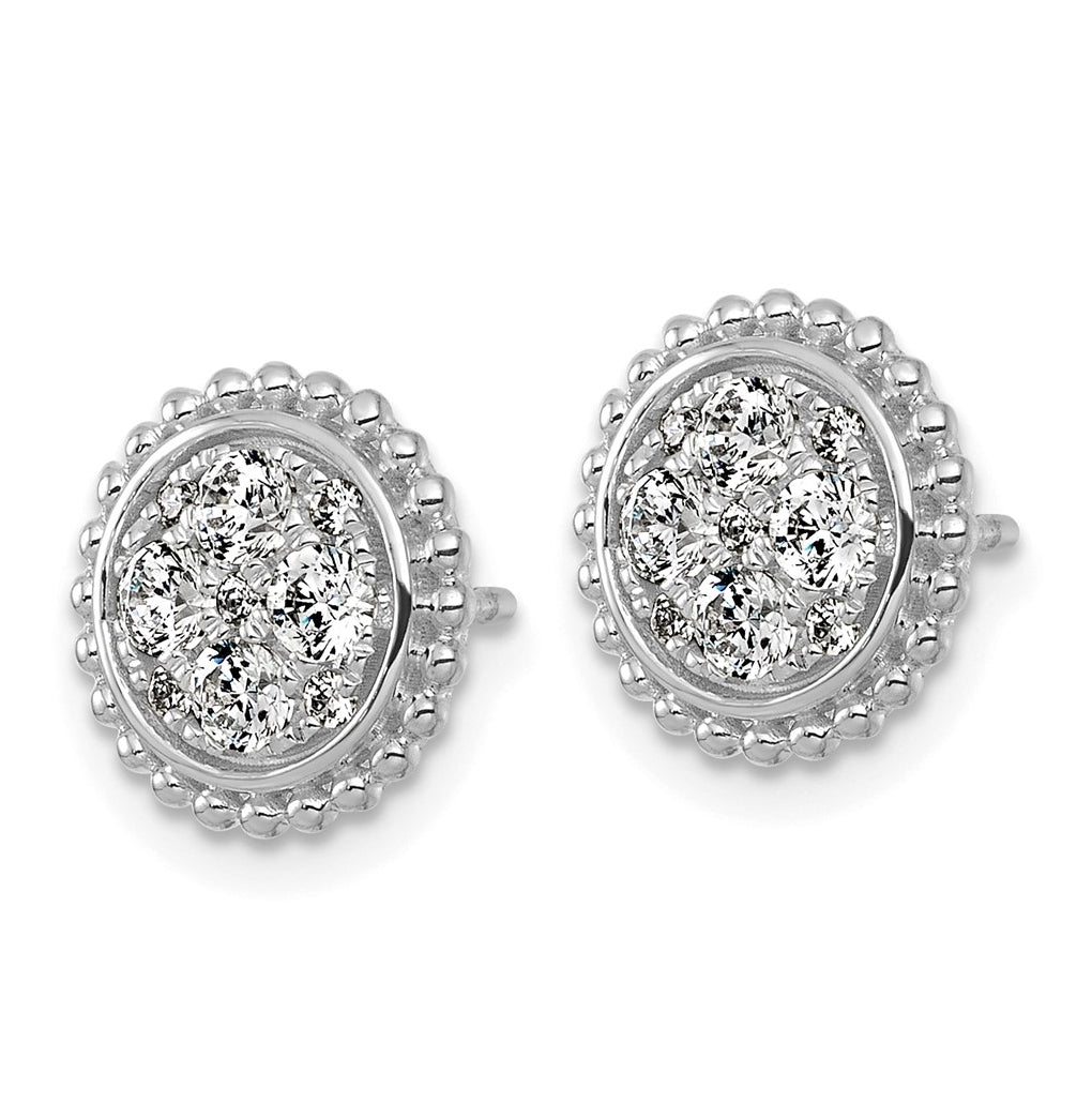 14k White Gold 3/4 carat Lab Grown Diamond VS+F+ Complete Cluster Post Earrings