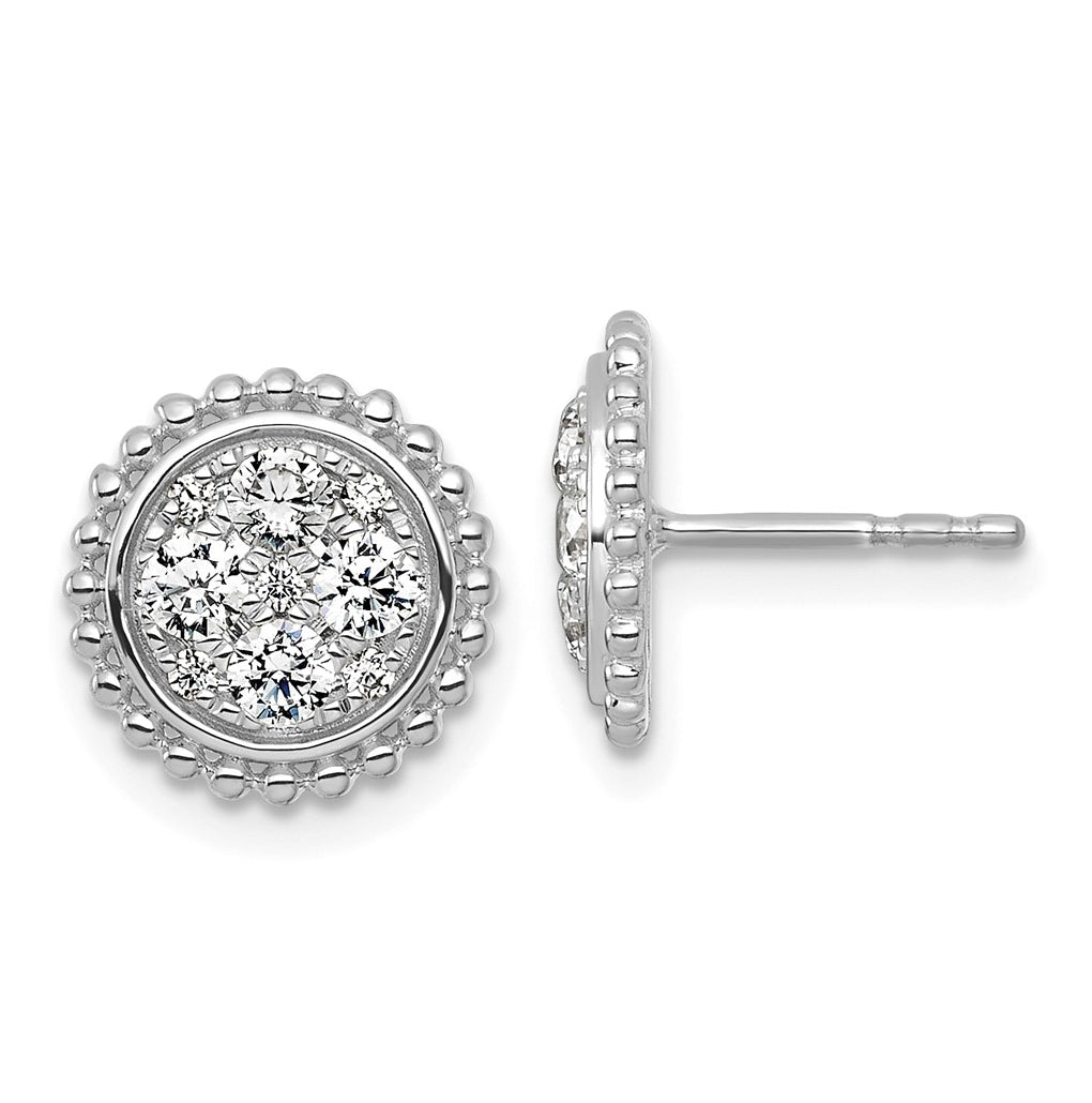 14k White Gold 3/4 carat Lab Grown Diamond VS+F+ Complete Cluster Post Earrings