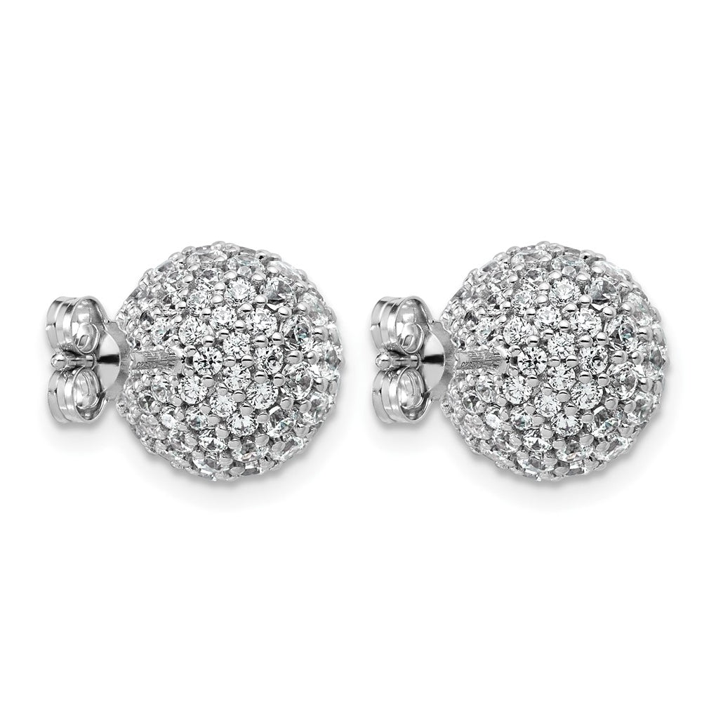 14k White Gold 4 1/5 carat Lab Grown Diamond VS+ F+ Pave Ball Complete Stud Post Earrings