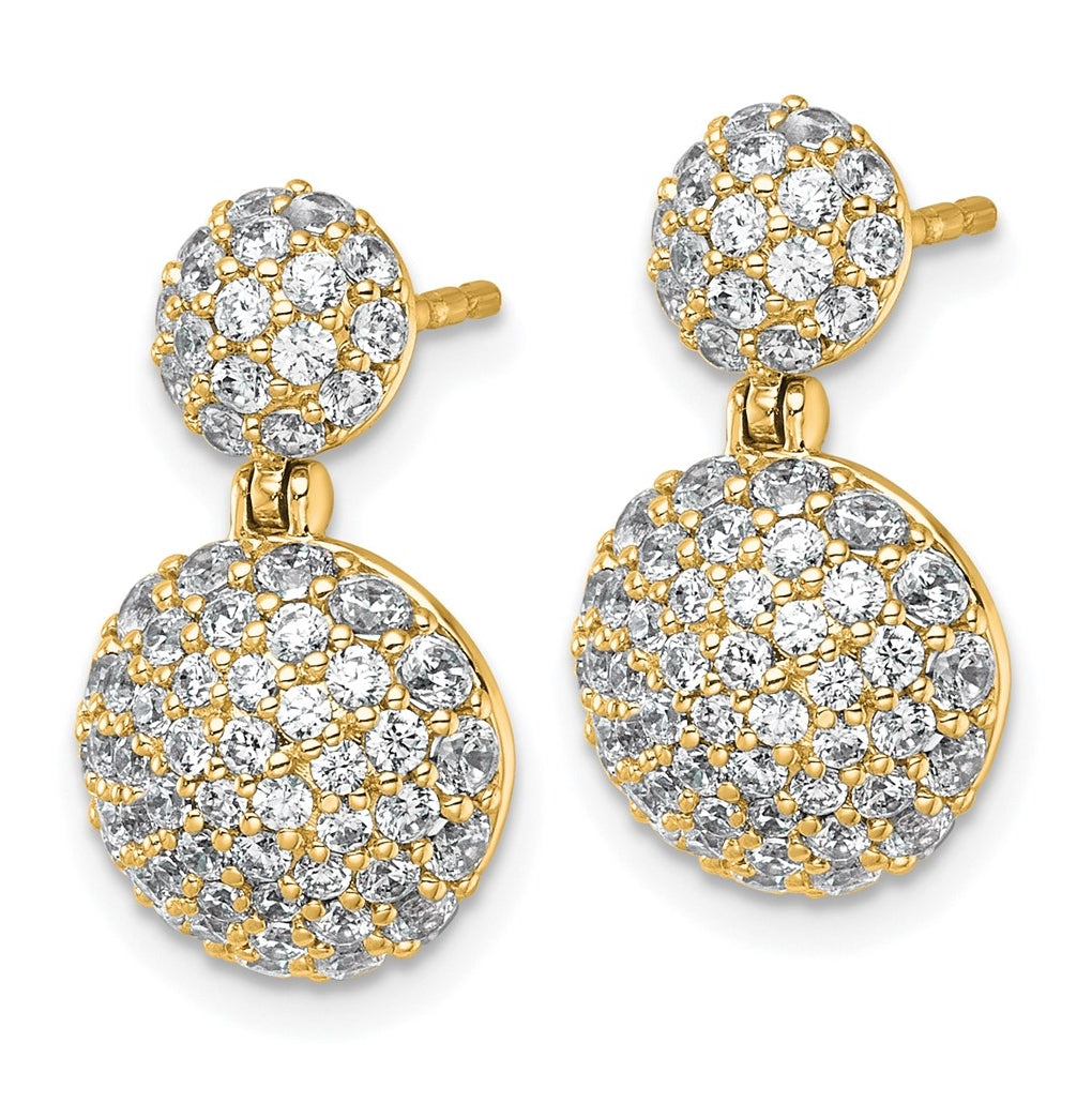 14k Yellow Gold 2 1/8 carat Lab Grown Diamond VS+ F+ Pave Ball Complete Dangle Post Earrings