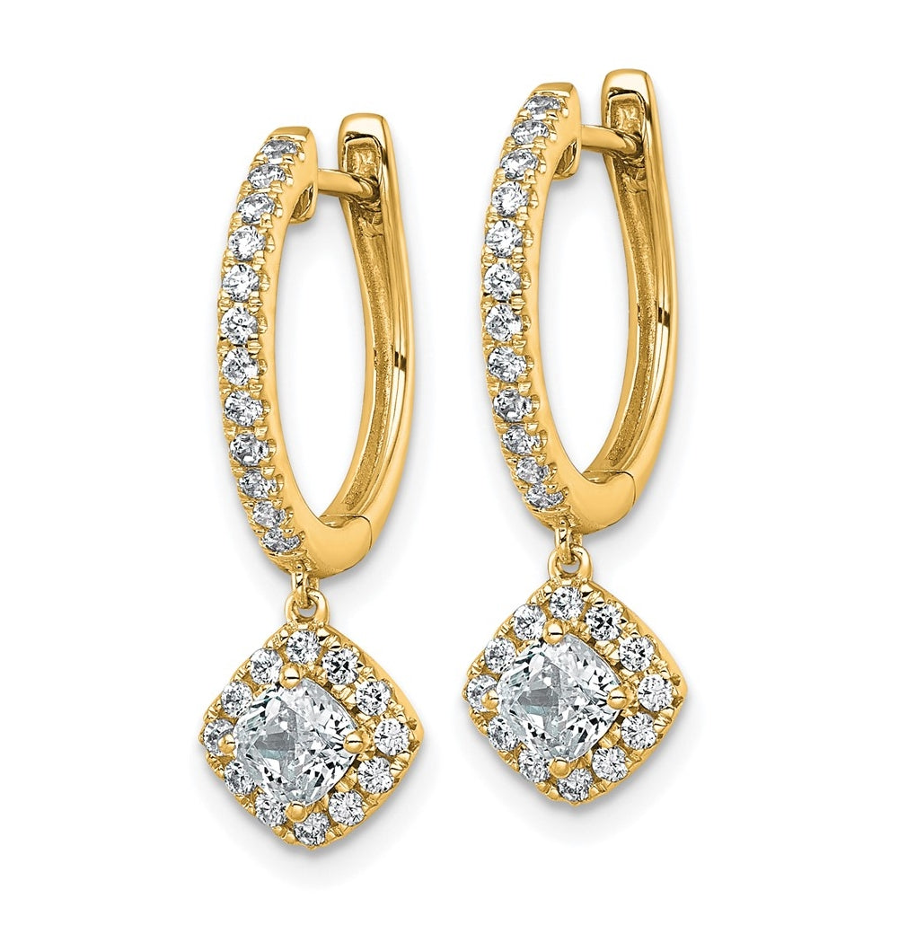 14k Yellow Gold 1 carat Lab Grown Diamond VS+ F+ Complete Dangle Hoop Earrings