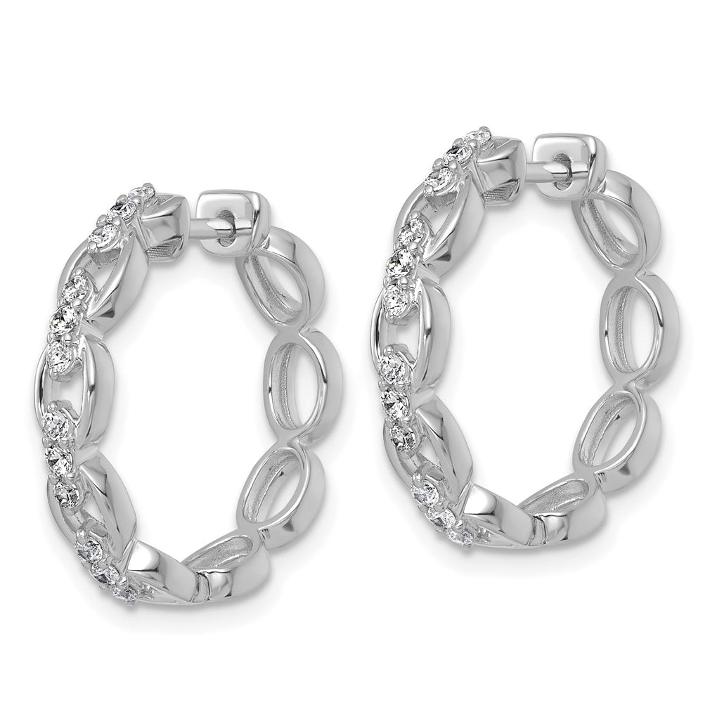 14k White Gold 3/8 carat Lab Grown Diamond VS+ F+ Complete Fashion Hoop Earrings