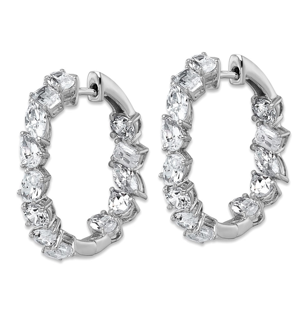 14k White Gold 4 1/2 carat Lab Grown Diamond VS+ F+ Complete Hinged In and Out Hoop Earrings