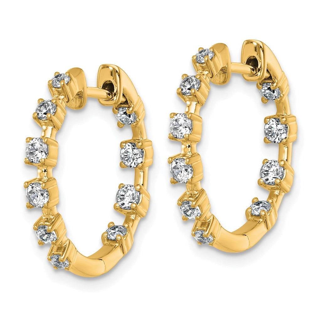 14k Yellow Gold 7/8 carat Lab Grown Diamond VS+ F+ Complete Hinged Hoop Earrings