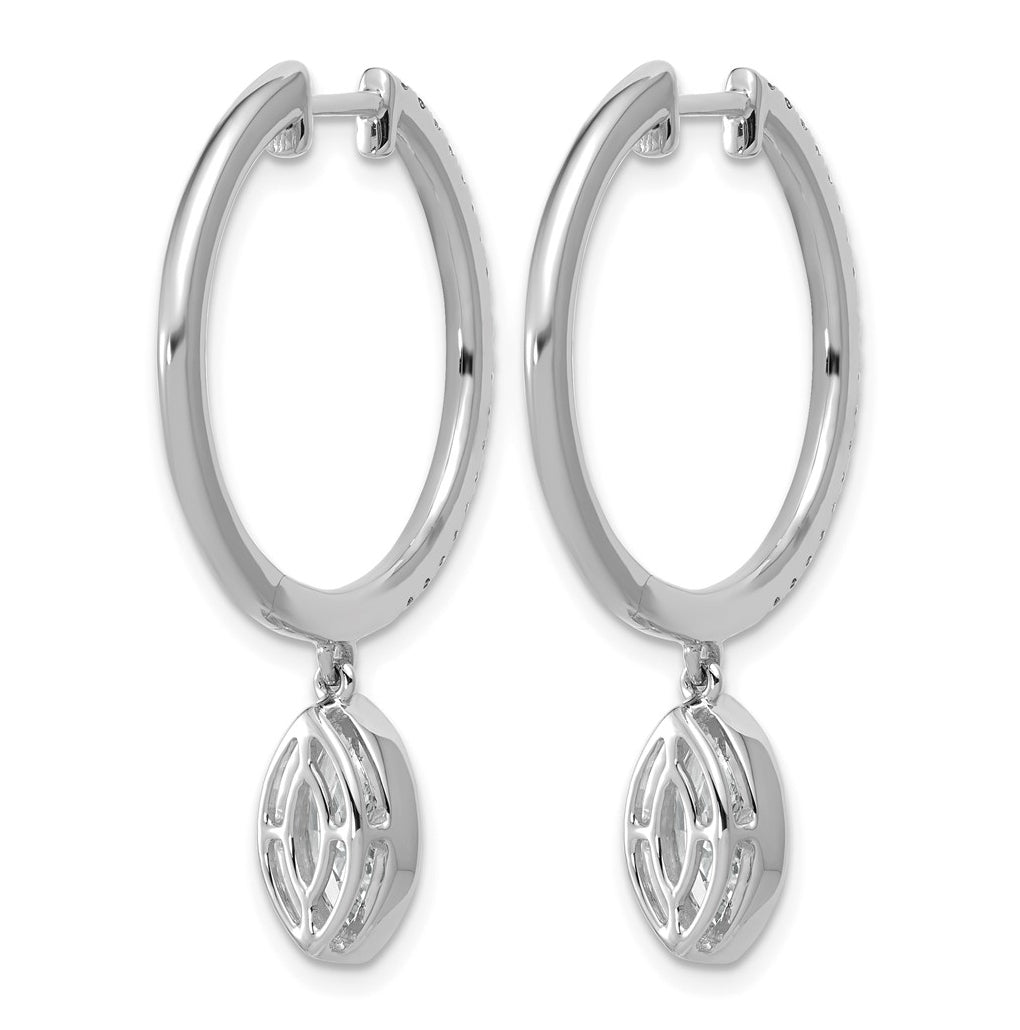 True Origin 14k White Gold 2 3/8 carat Lab Grown Diamond VS+ F+ Complete Marquise Bezel-Set Dangle In/Out Hoop Earrings