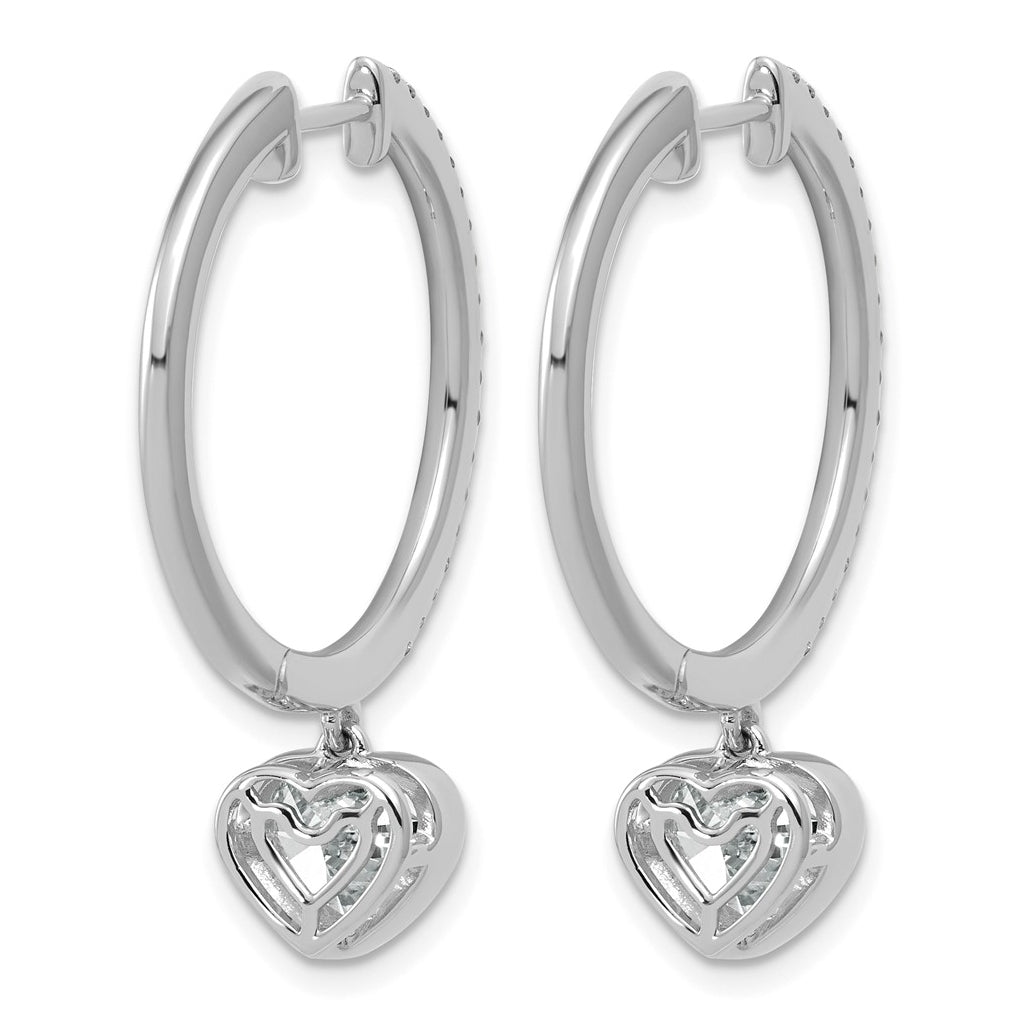 True Origin 14k White Gold 2 3/8 carat Lab Grown Diamond VS+ F+ Complete Heart Bezel-Set Dangle In/Out Hoop Earrings