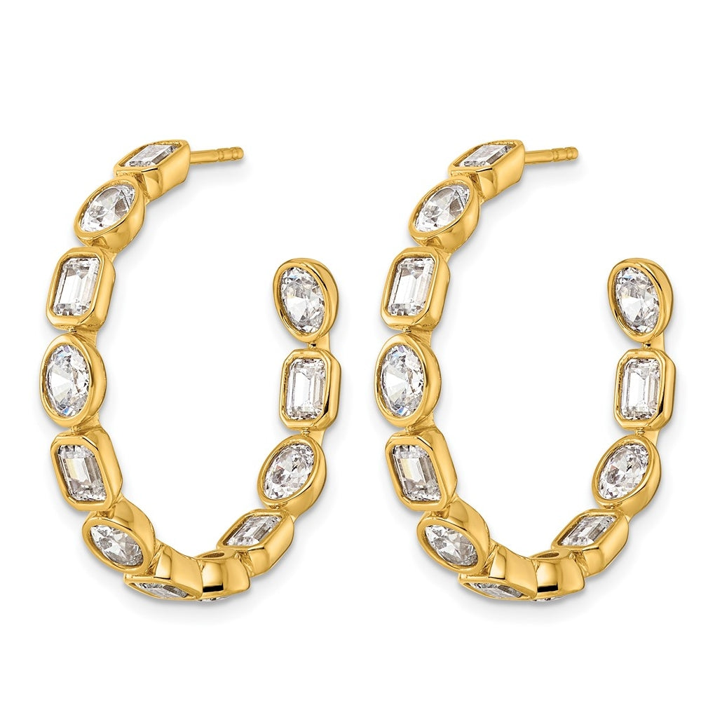 True Origin 14k Yellow Gold 4 3/4 carat Lab Grown Diamond VS+ F+ Complete Mixed Bezel-Set Post Hoop Earrings