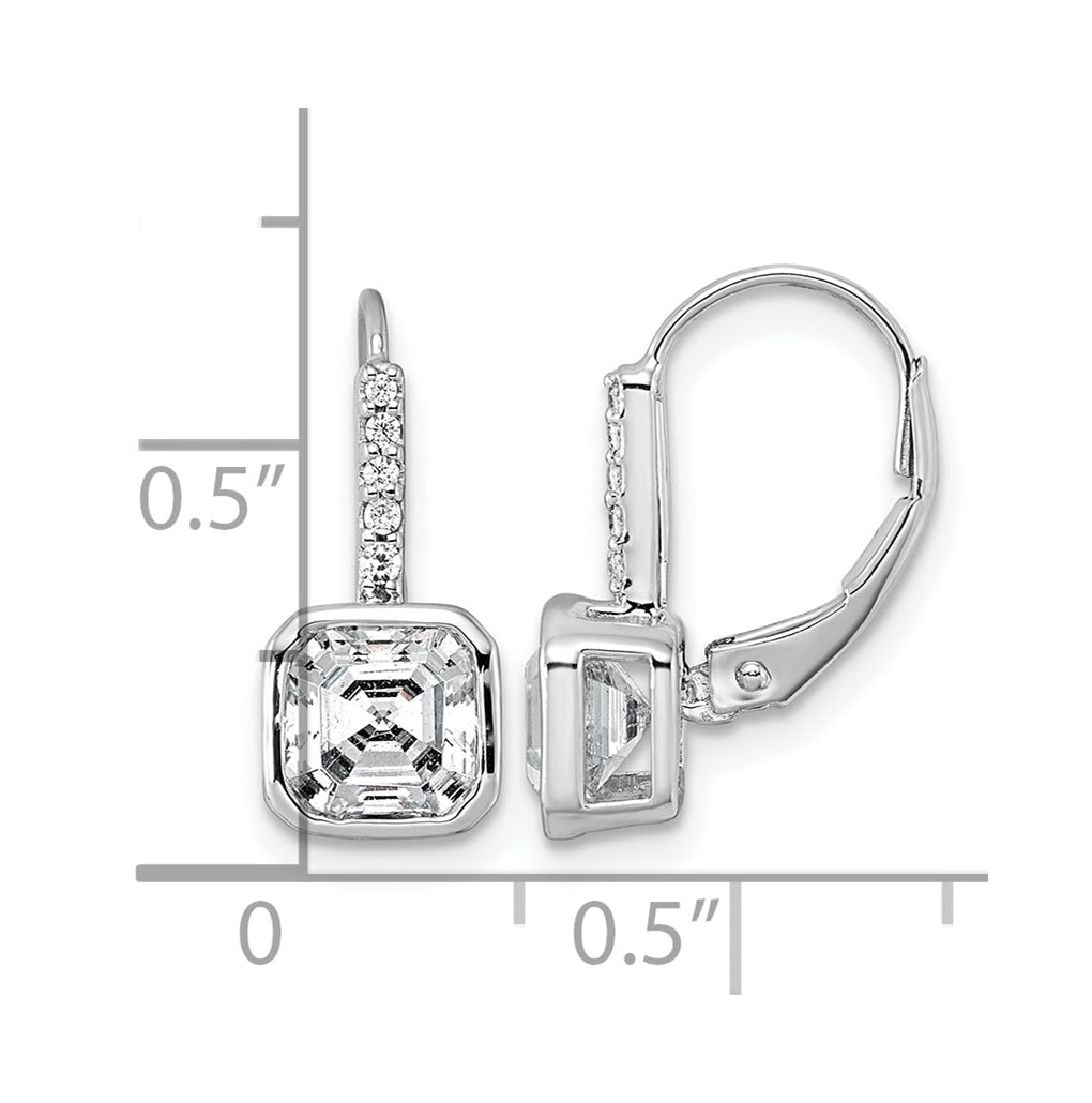 True Origin 14k White Gold 3 carat Lab Grown Diamond VS+ F+ Complete Square Bezel-Set Leverback Earrings