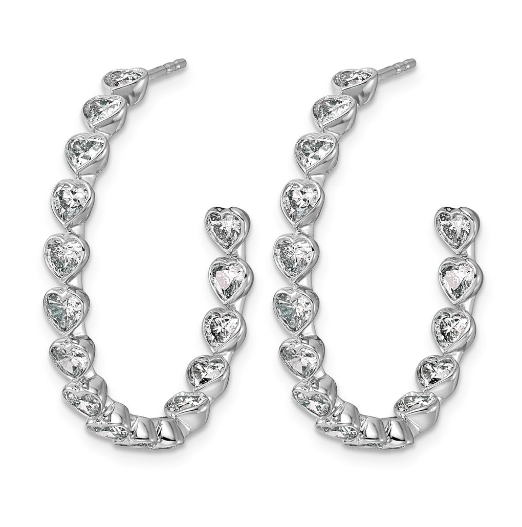 14K White Gold 3ct Lab Grown Diamond VS+ F+ Post Heart Hoop Earrings