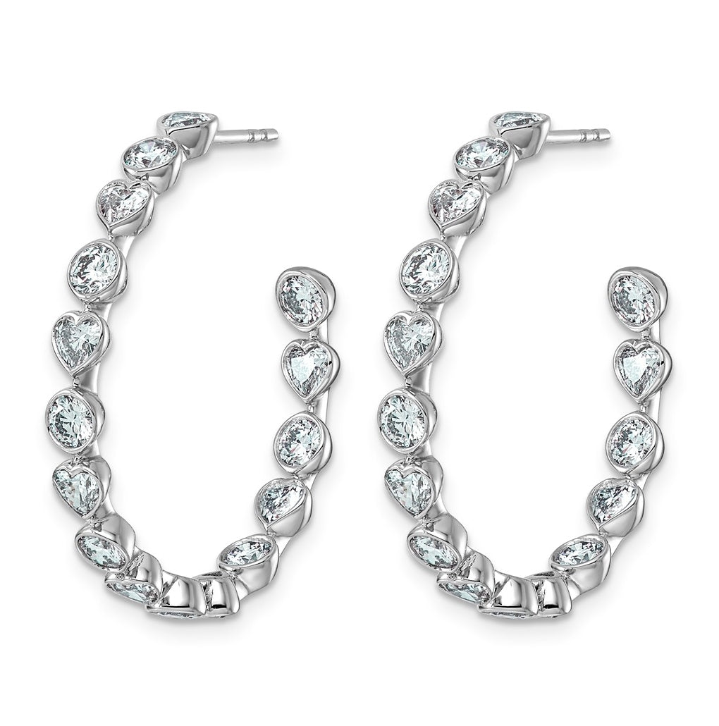 14K White Gold 3 1/3ct Lab Grown Diamond VS+ F+ Post Round/Heart Hoop Earrings