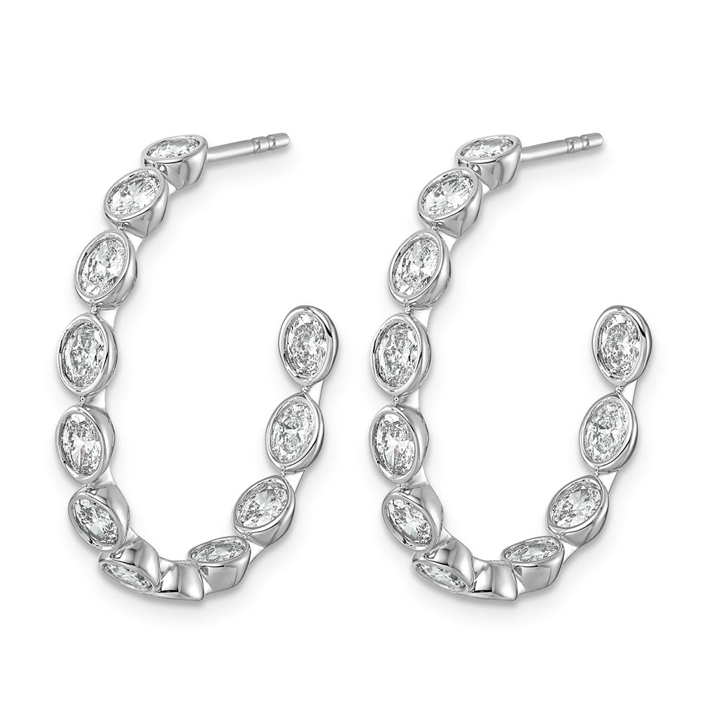 14K White Gold 2 1/8ct Lab Grown Diamond VS+ F+ Post Oval Hoop Earrings