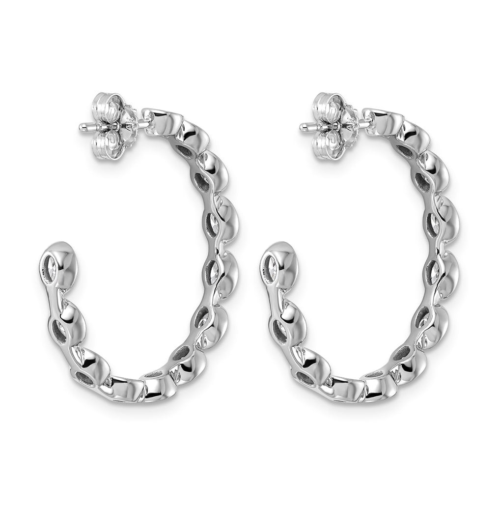 14K White Gold 2 1/8ct Lab Grown Diamond VS+ F+ Post Oval Hoop Earrings