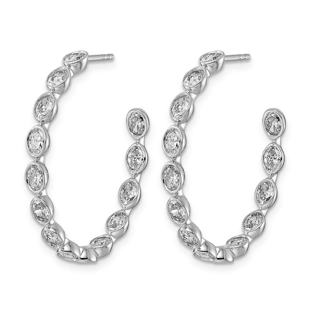 14K White Gold 2 1/2ct Lab Grown Diamond VS+ F+ Post Oval Hoop Earrings