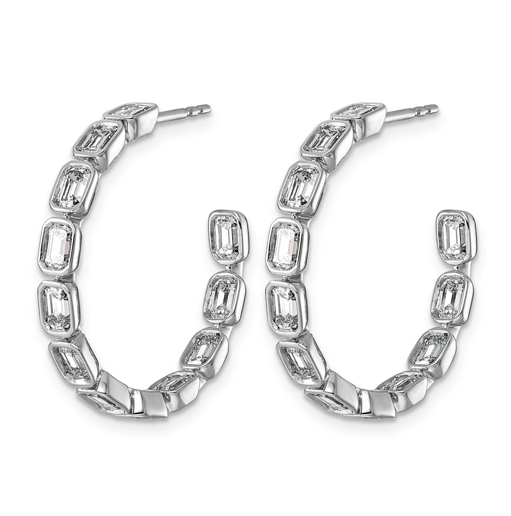 14K White Gold 3 1/4ct Lab Grown Diamond VS+ F+ Post Emerald Hoop Earrings