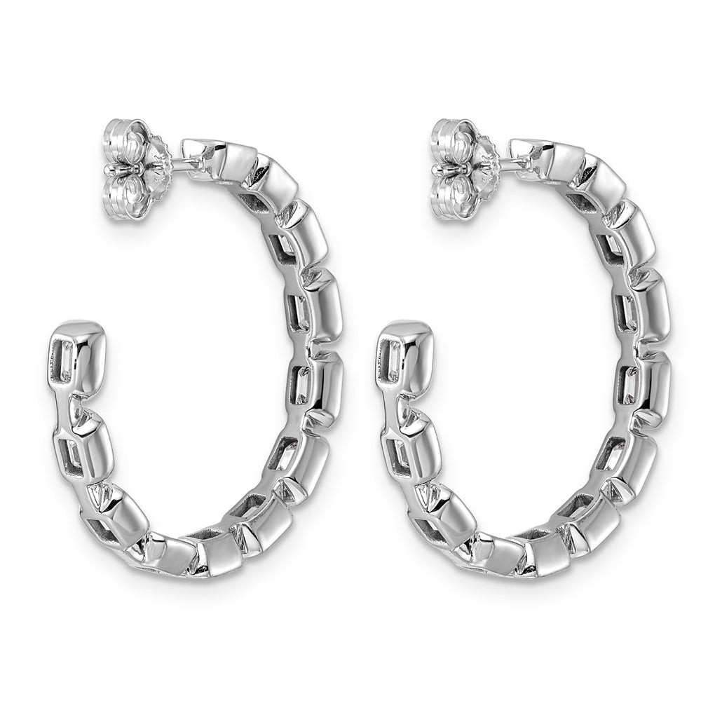 14K White Gold 3 1/4ct Lab Grown Diamond VS+ F+ Post Emerald Hoop Earrings