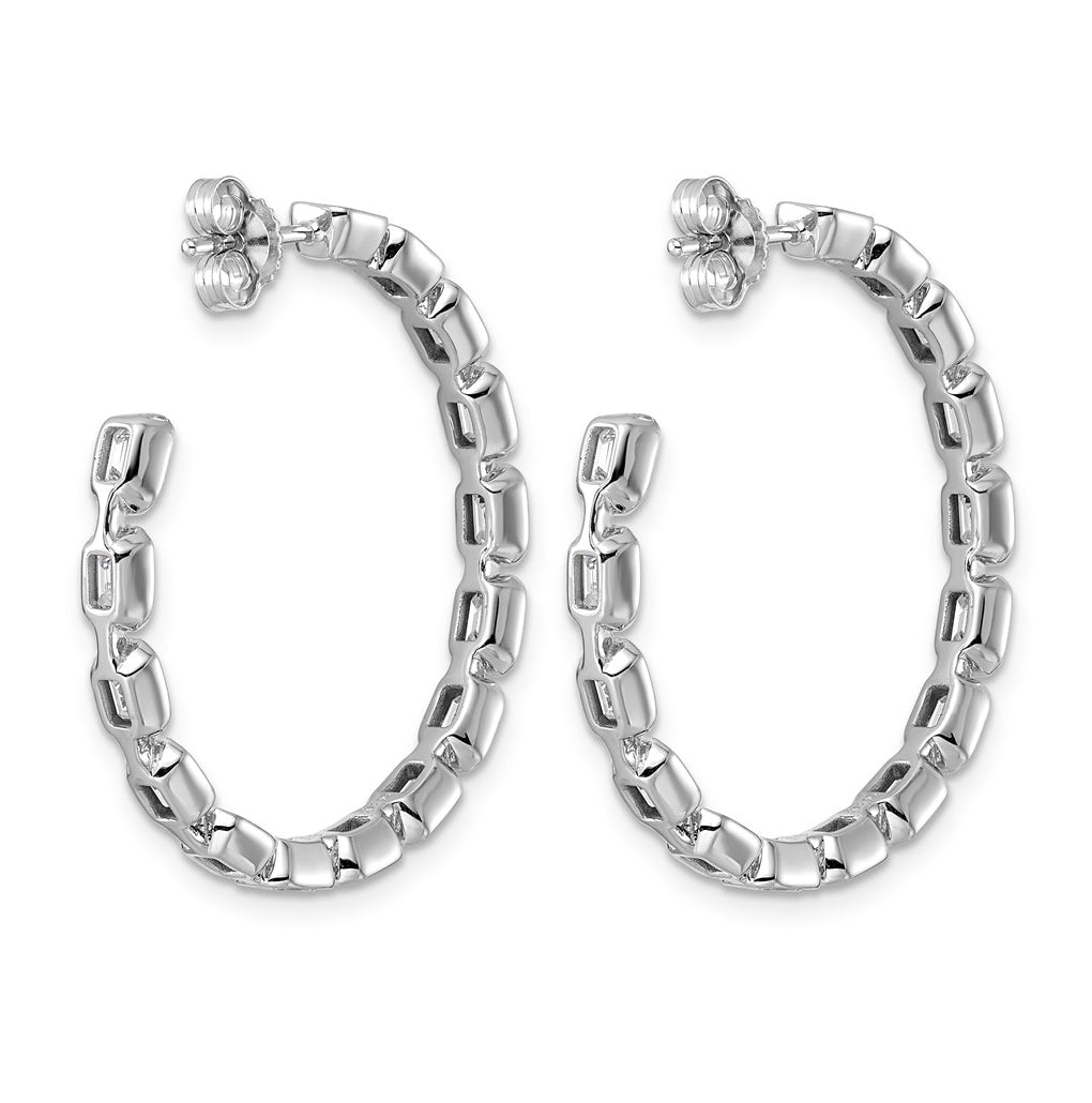 14K White Gold 4ct Lab Grown Diamond VS+ F+ Post Emerald Hoop Earrings