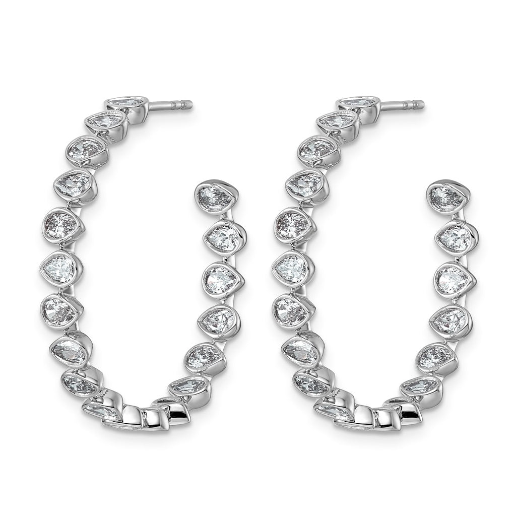 14K White Gold 2 5/8ct Lab Grown Diamond VS+ F+ Post East/West Pear Hoop Earrings