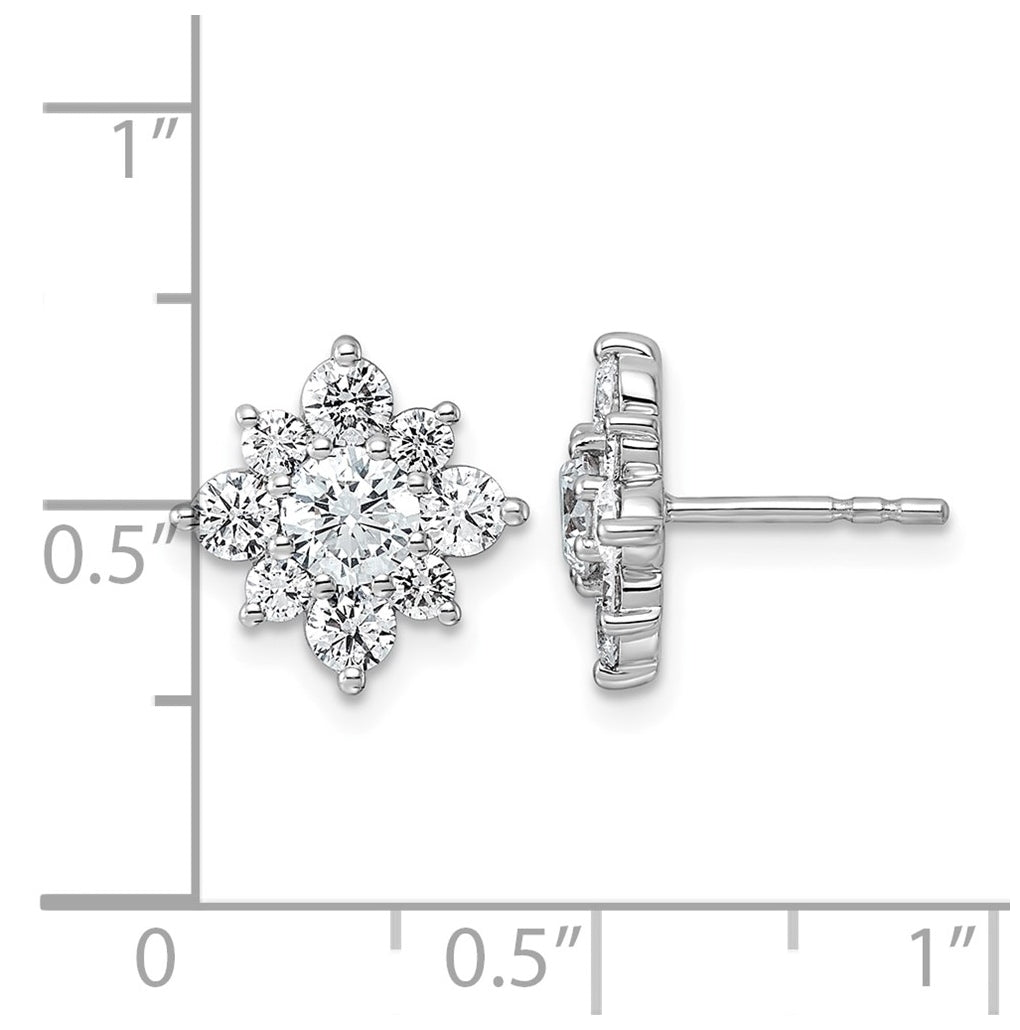 14K White Gold Lab Grown Dia VS+ F+ Post Floral Complete Earrings – Elegant Jewelry Gift for Birthday, Anniversary, Engagement, Wedding