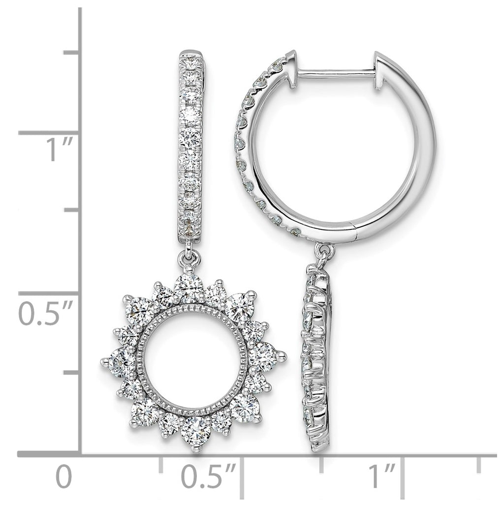 14K White Gold 1.5ct Lab Grown Diamond VS+ F+ Dangle Complete Hoop Earrings – Elegant Jewelry Gift for Birthday, Anniversary, Engagement, Wedding