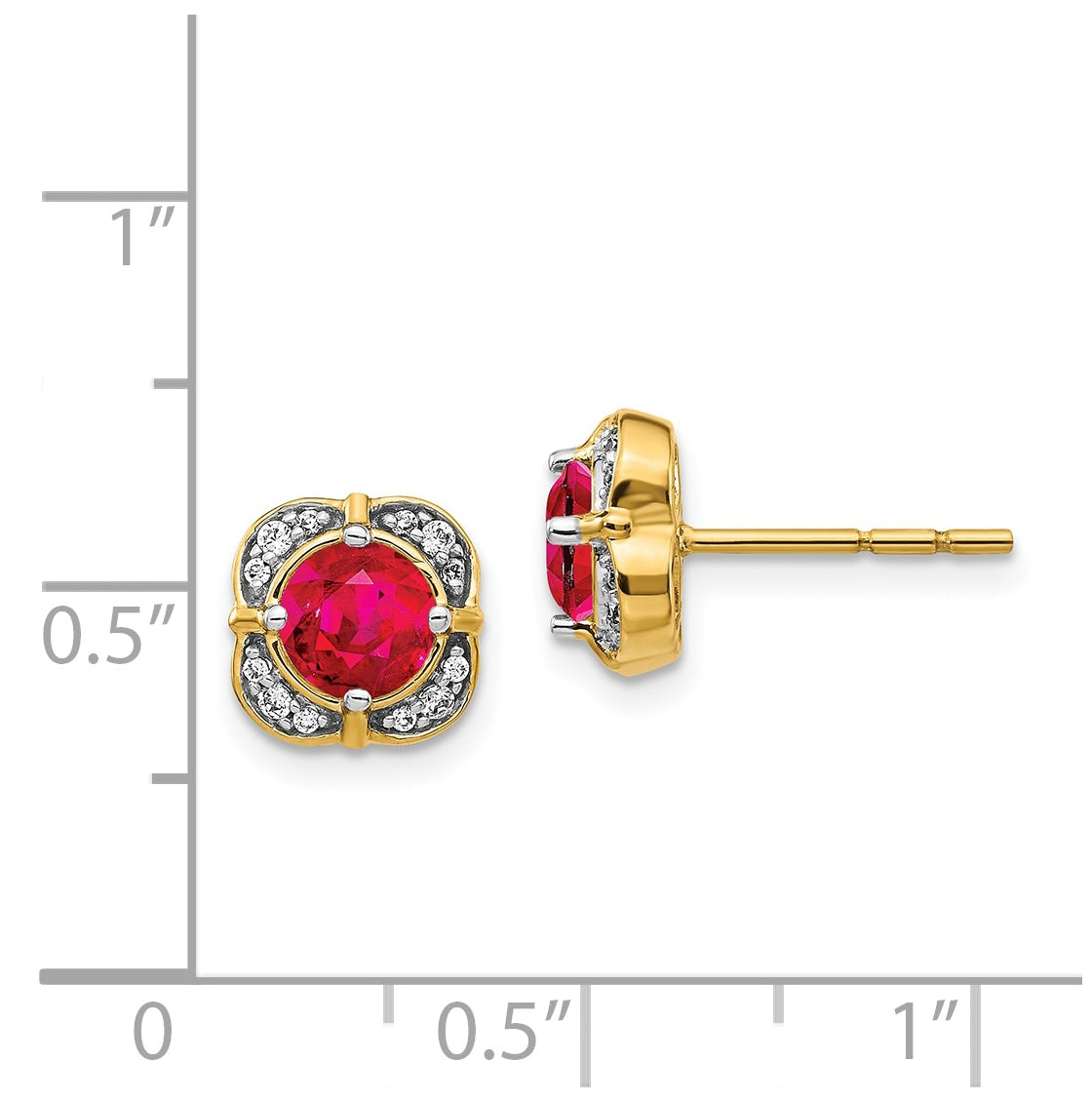 14K Yellow Gold Diamond/Ruby Fancy Earrings