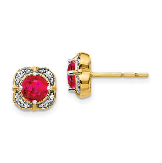 14K Yellow Gold Diamond/Ruby Fancy Earrings