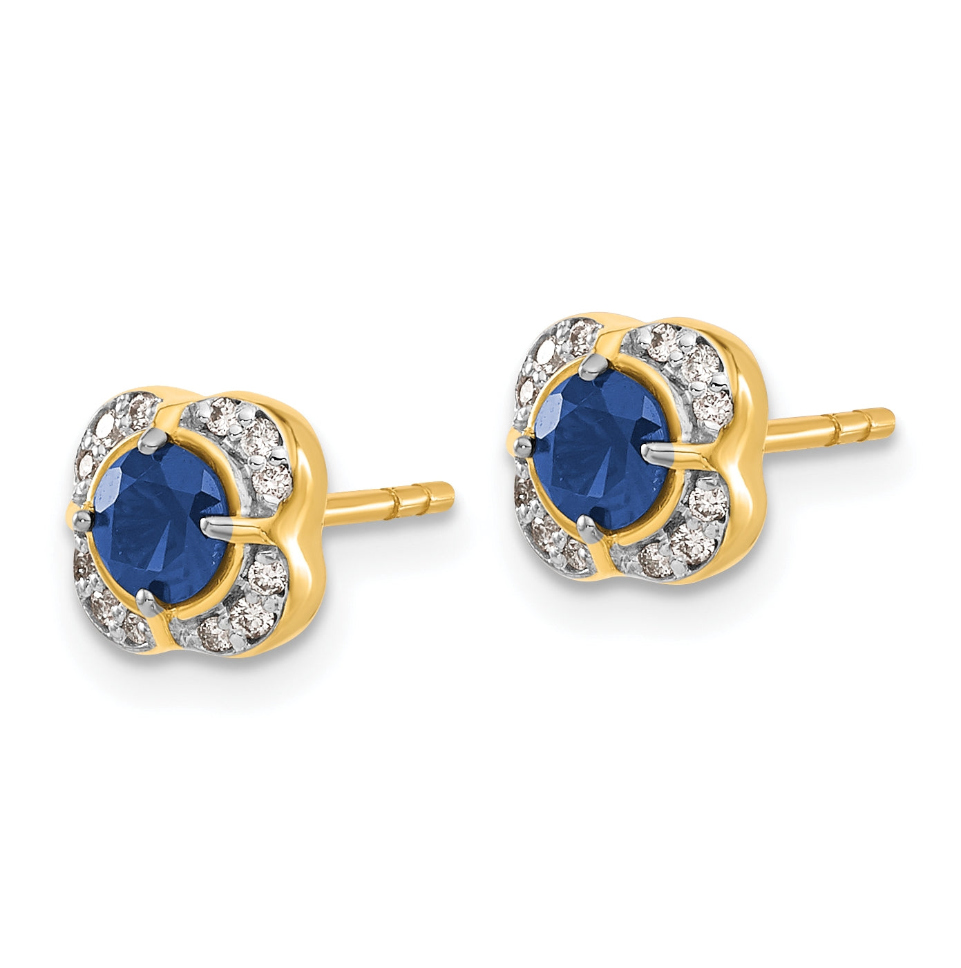 14K Yellow Gold Diamond and Sapphire Fancy Earring