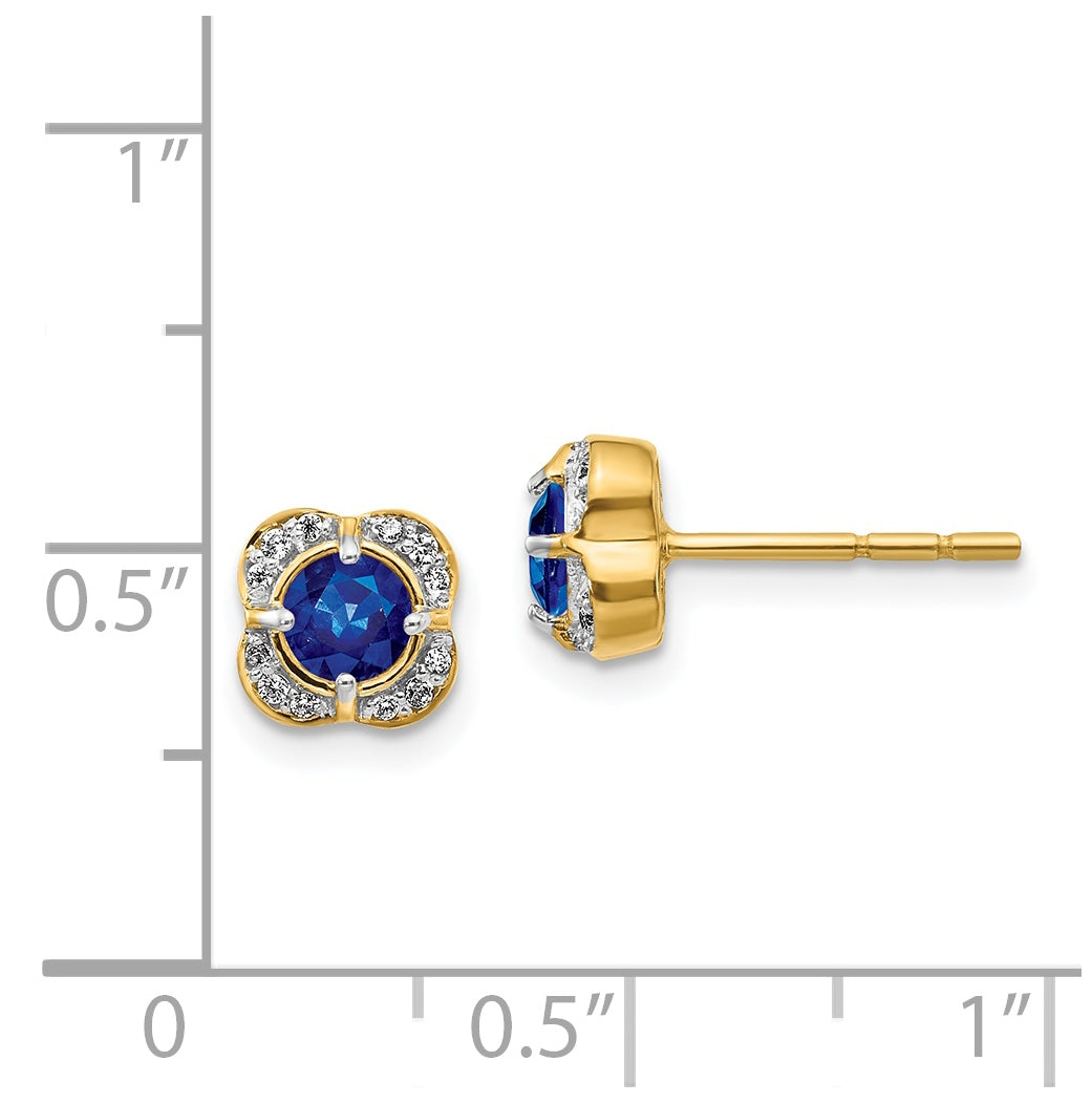 14K Yellow Gold Diamond and Sapphire Fancy Earring