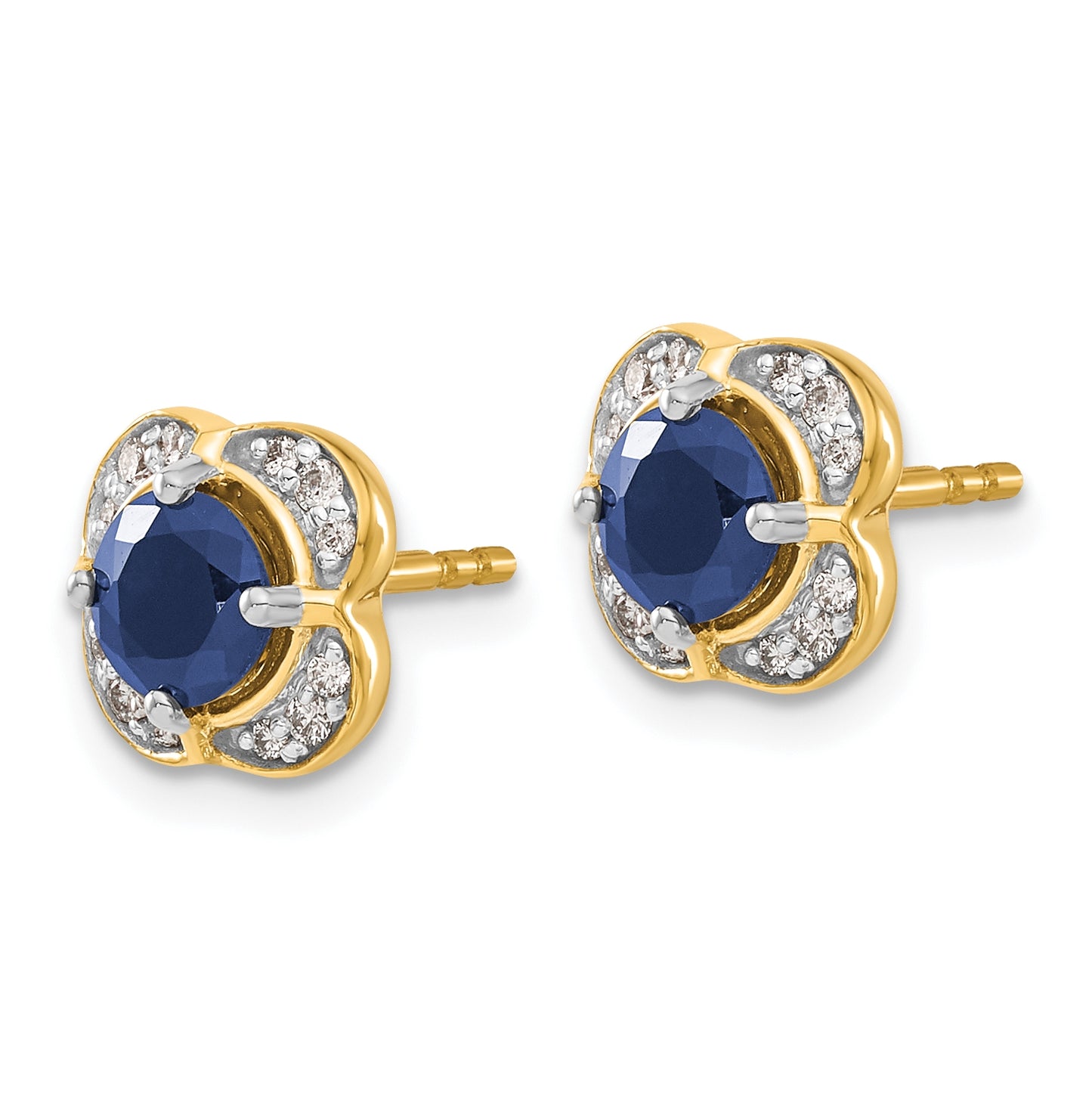 14K Yellow Gold Diamond & Sapphire Fancy Earrings