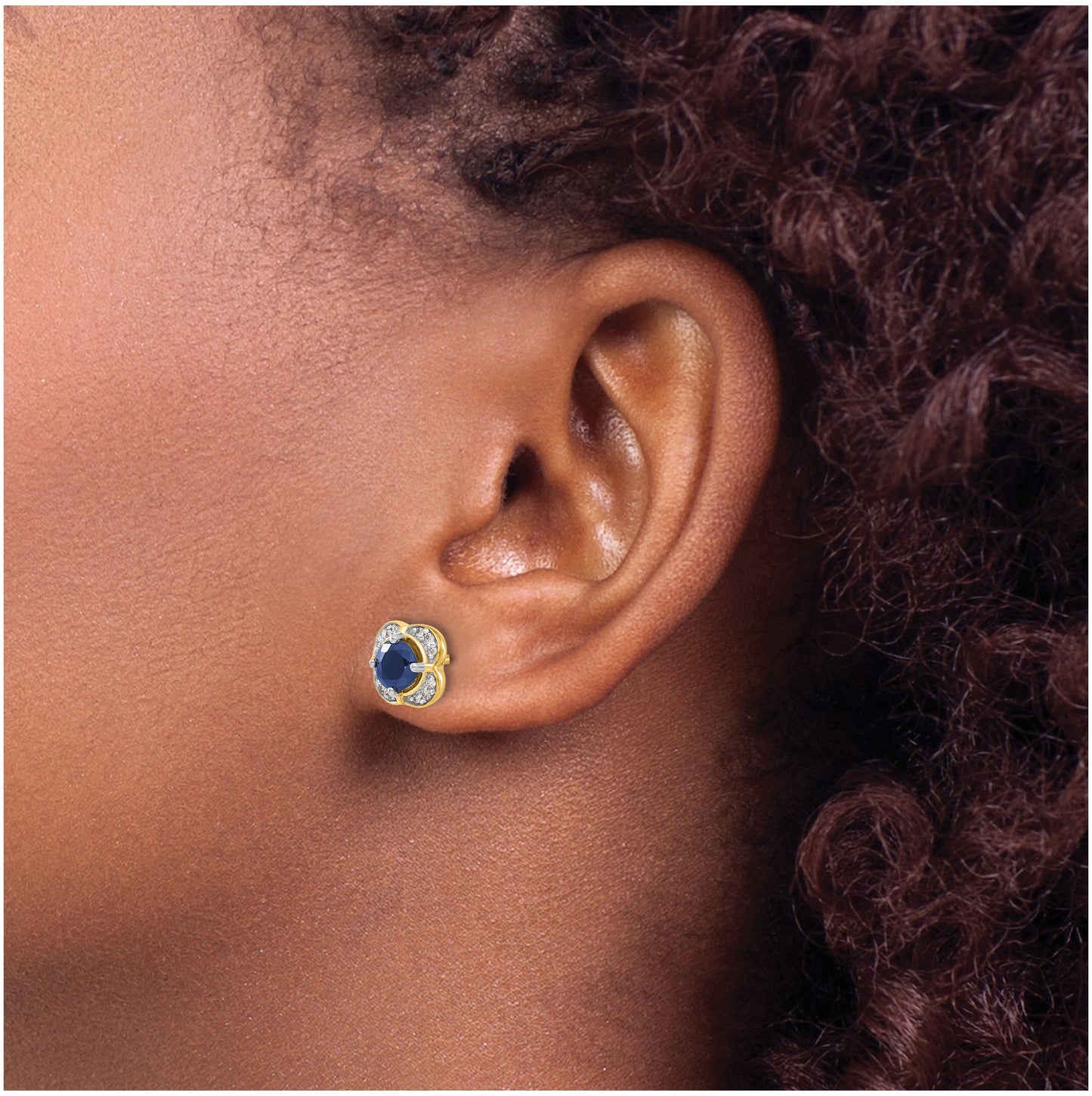 14K Yellow Gold Diamond & Sapphire Fancy Earrings